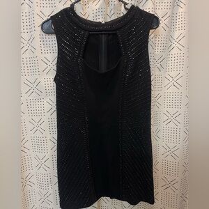 Cache black rhinestone studded bodycon dress